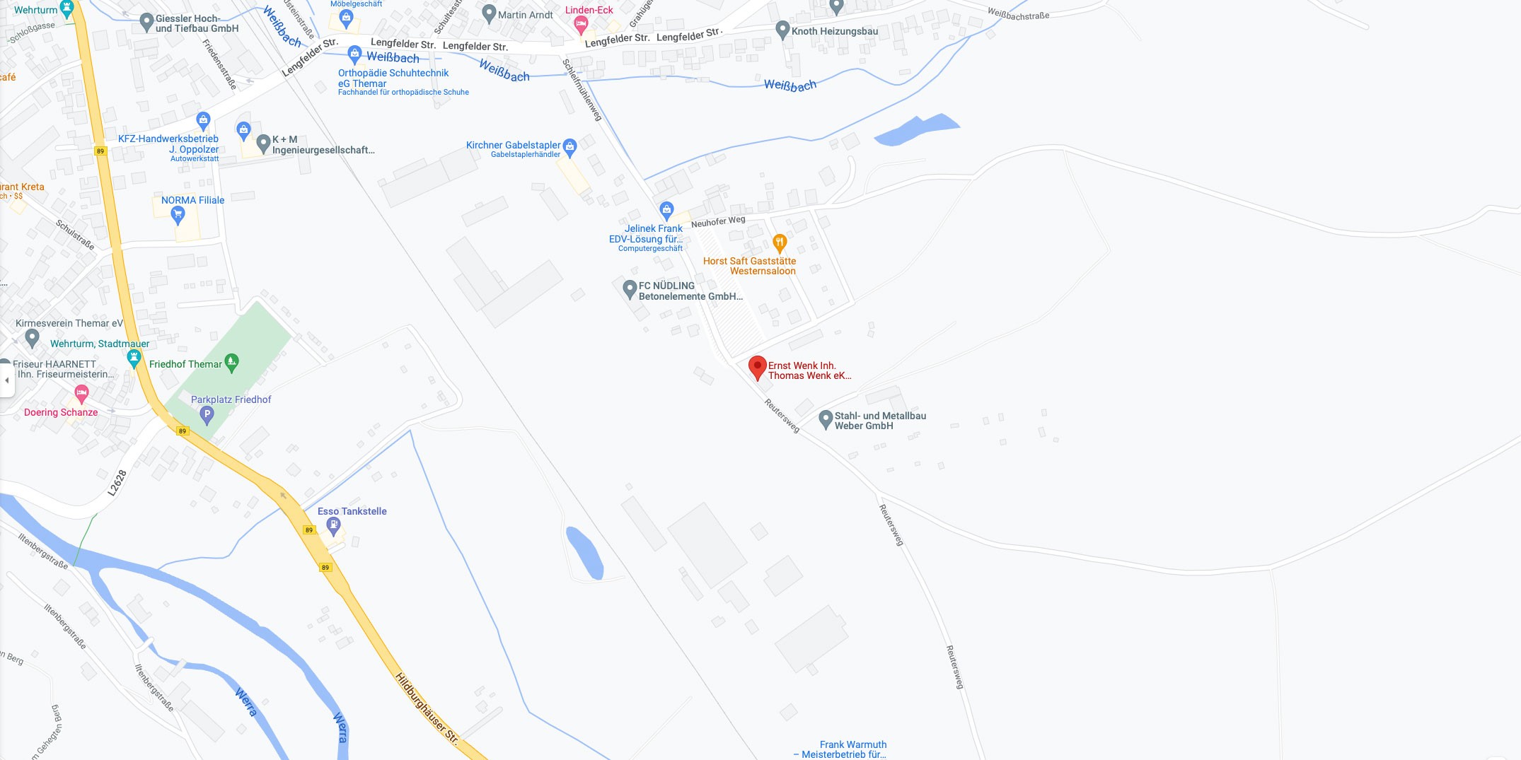 Google-Map-Bild: Bauunternehmung Wenk Themar (Kartendaten © 2022 GeoBasis-DE/BKG (© 2009), Google)